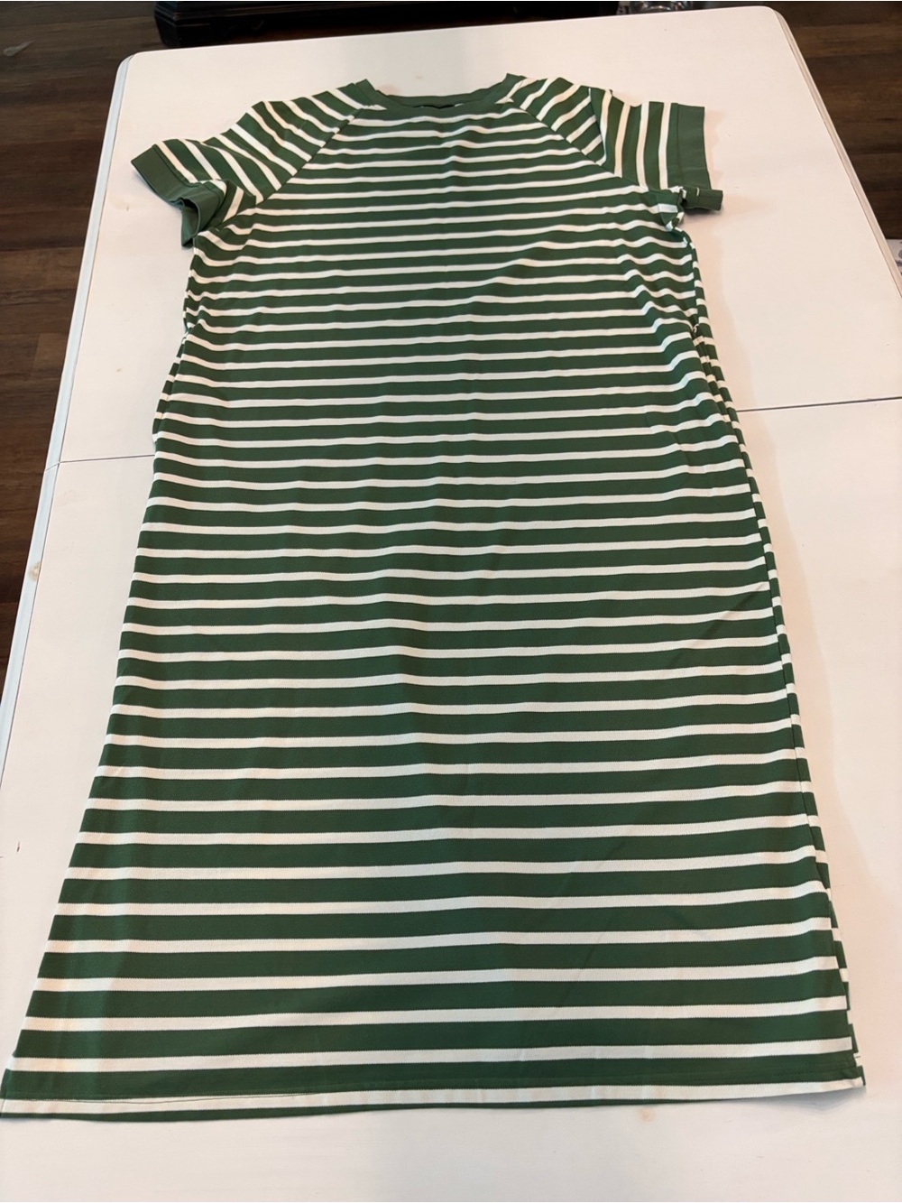 Green and White Striped Maxi Dress - Casual Everyday